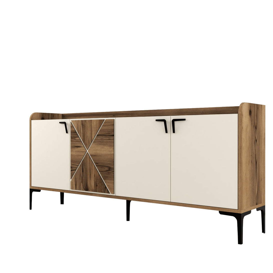 Konzolasztal Venedik - Walnut, Cream-Vashome.sk