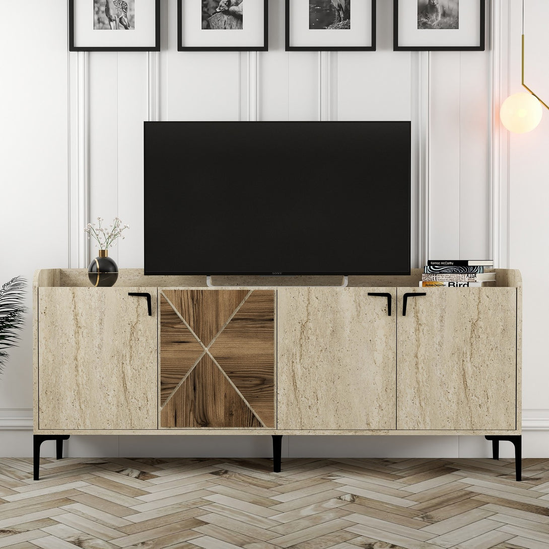 Konzolasztal Venedik - Walnut, Travertine-Vashome.sk