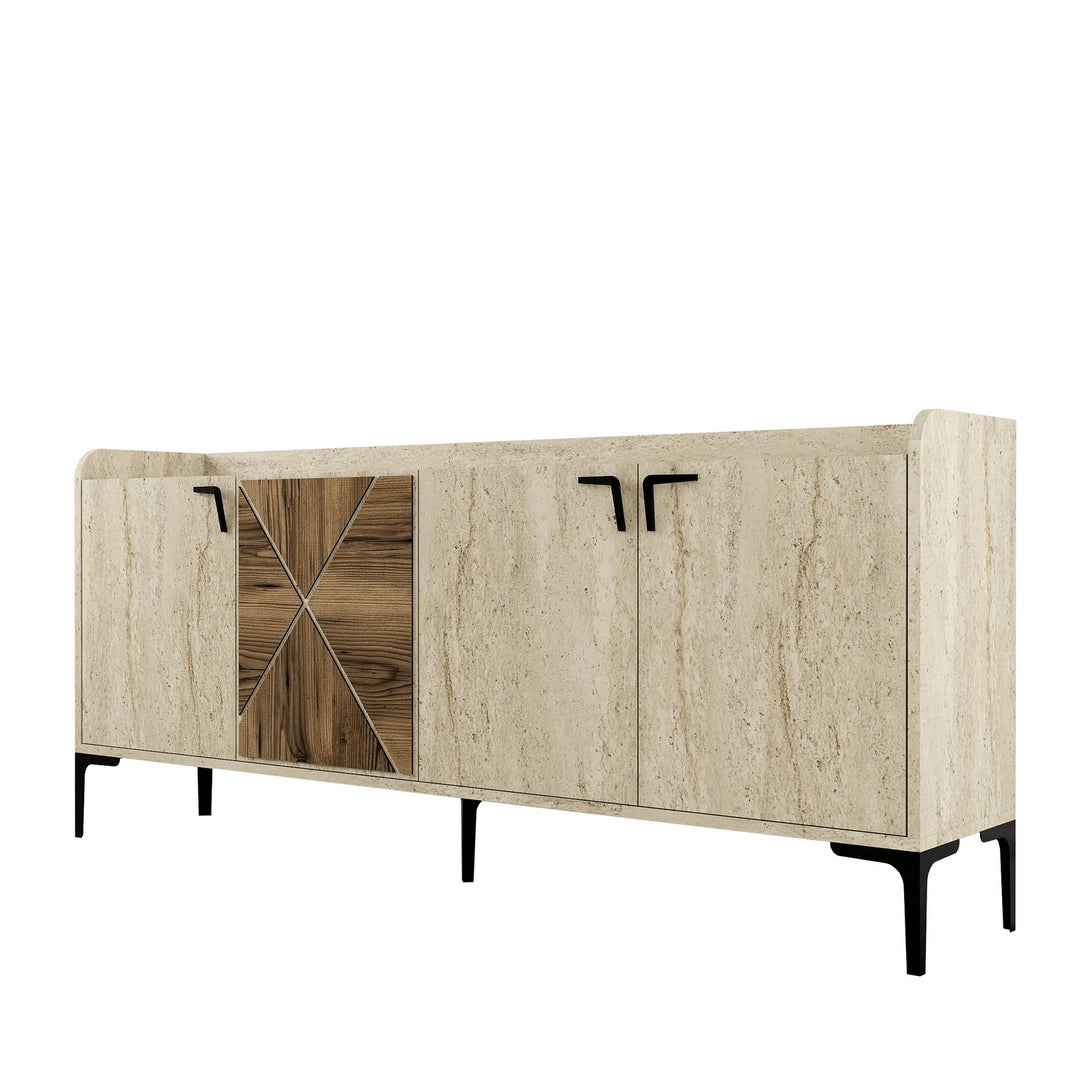 Konzolasztal Venedik - Walnut, Travertine-Vashome.sk