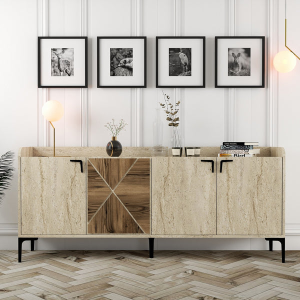 Konzolasztal Venedik - Walnut, Travertine-Vashome.sk