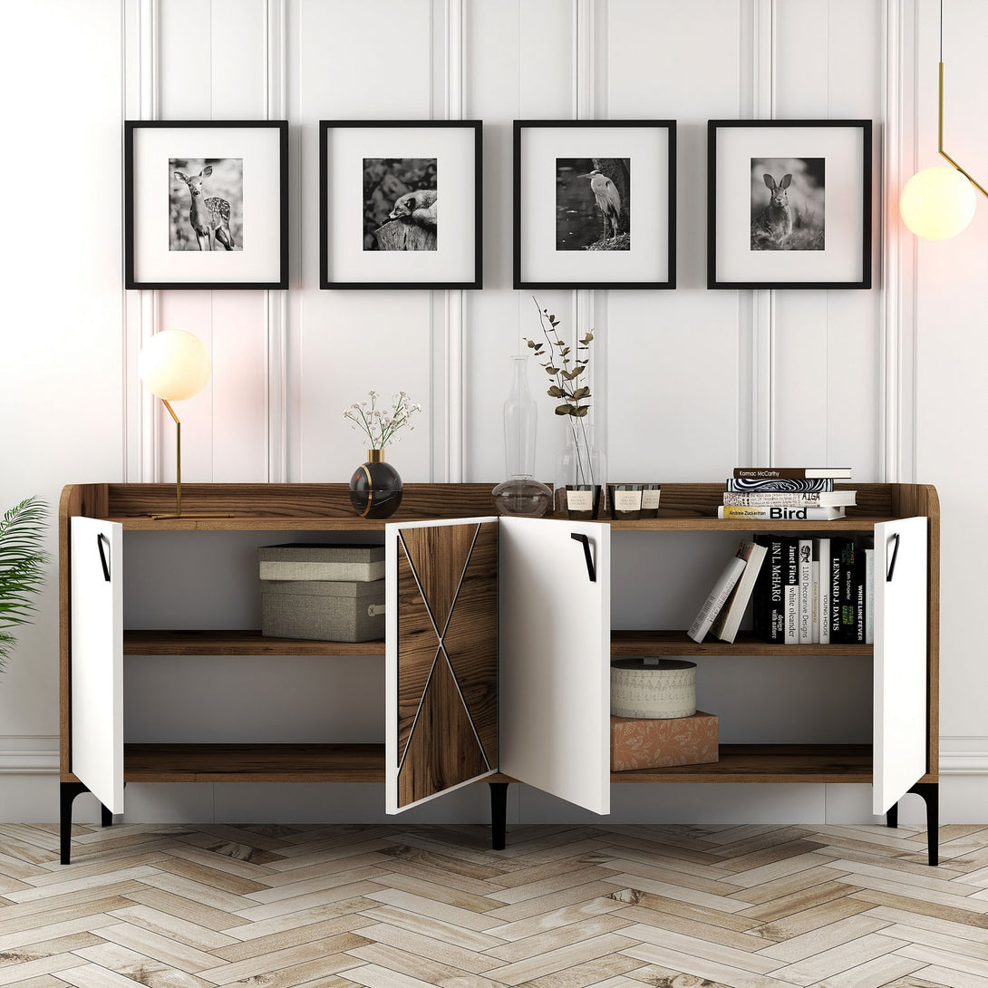 Konzolasztal Venedik - Walnut, White-Vashome.sk