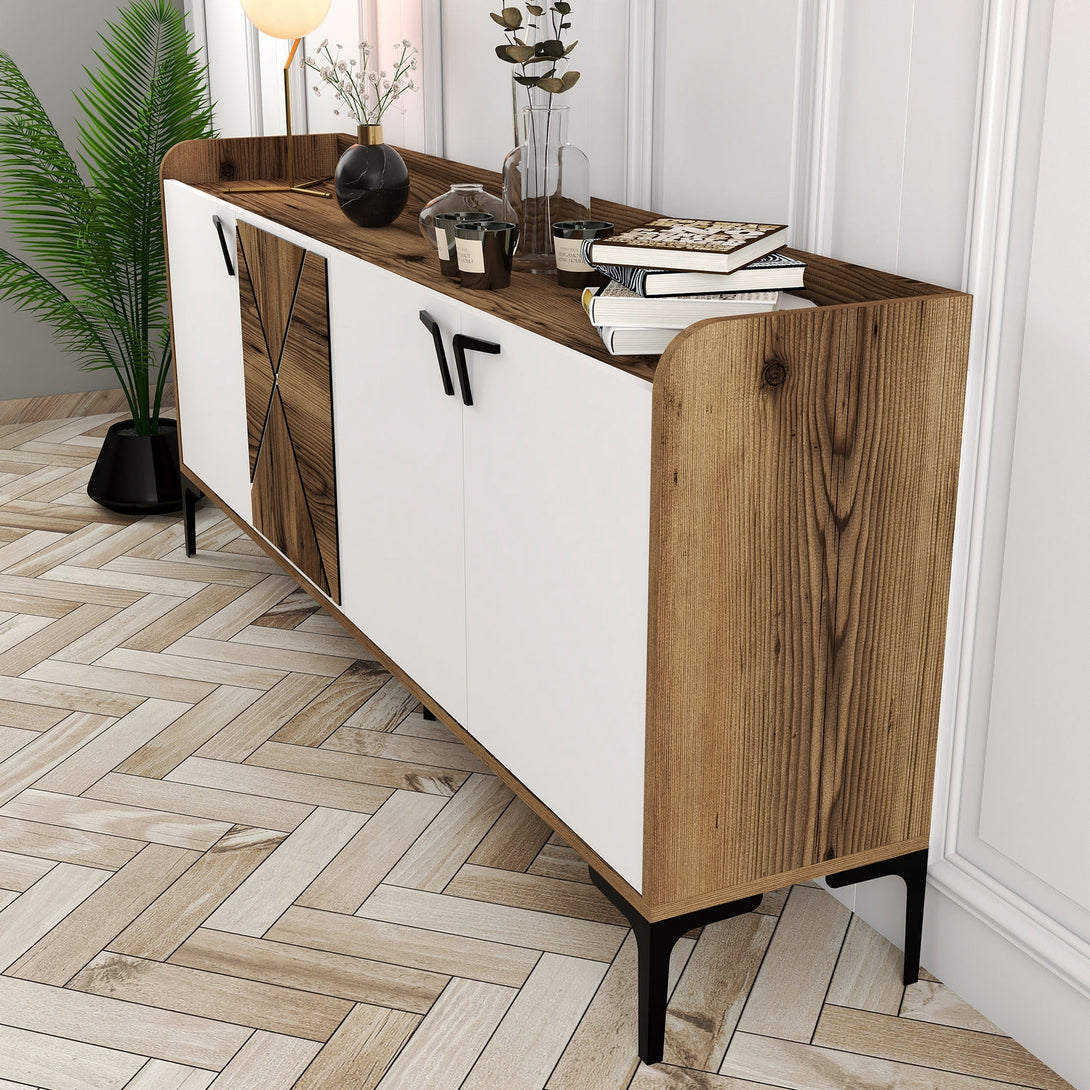 Konzolasztal Venedik - Walnut, White-Vashome.sk