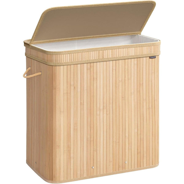 Fedeles szennyeskosár, bambusz ruháskosár 150 L, természetes bézs színben-Vashome.sk