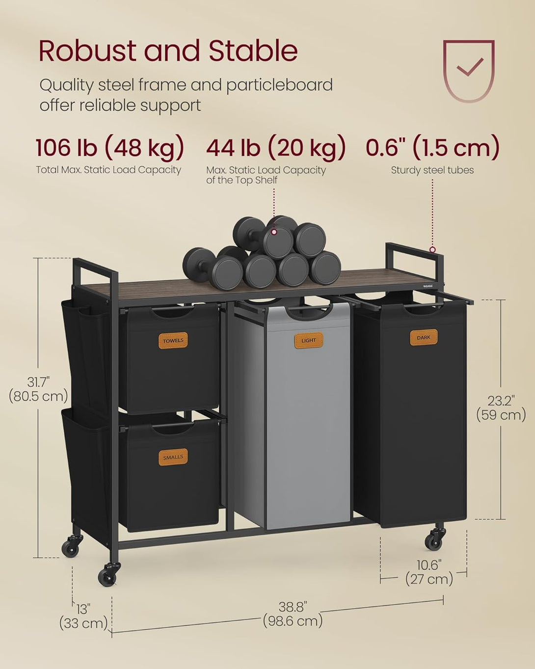 Szennyeskosár 4 rekesszel, 150 L-es ruhaválogató, fekete-szürke-Vashome.sk