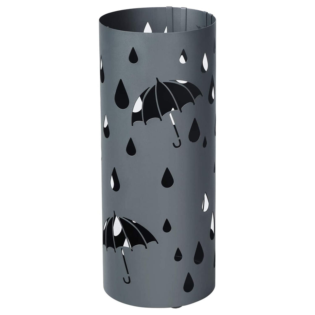 Kovový držiak na dáždnik s vaničkou na vodu a háčikmi, matný, antracitovo sivý-Vashome.sk