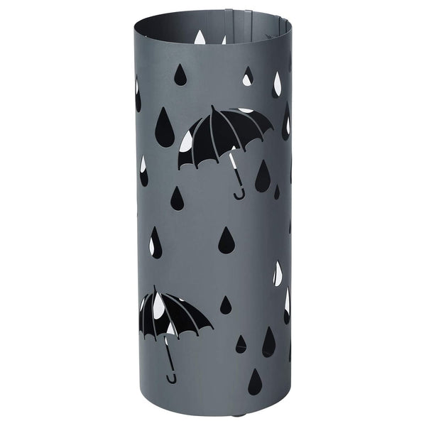 Kovový držiak na dáždnik s vaničkou na vodu a háčikmi, matný, antracitovo sivý-Vashome.sk