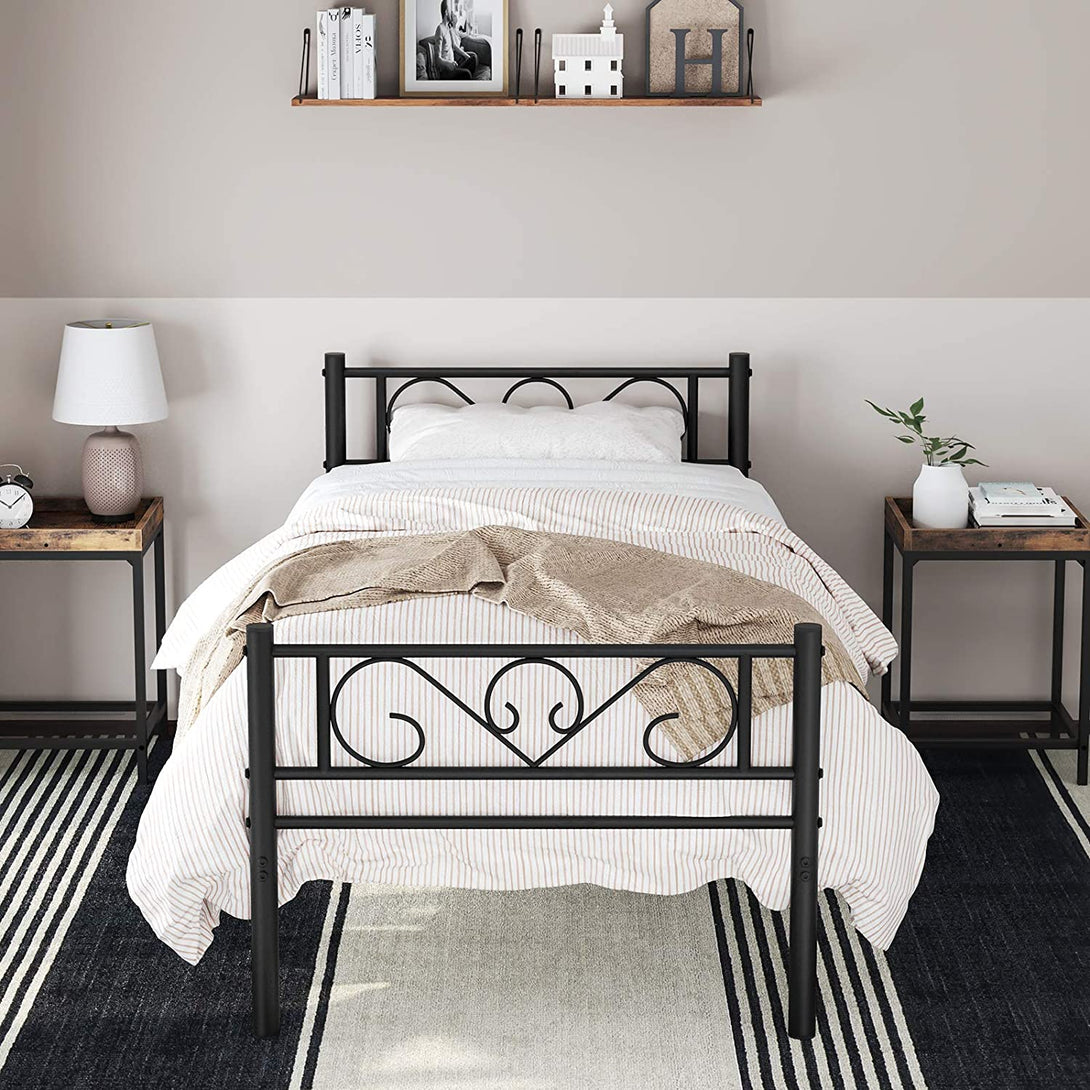 Kovový rám postele, jednolôžková posteľ 190 x 90 cm, čierny | VASAGLE-Vashome.sk
