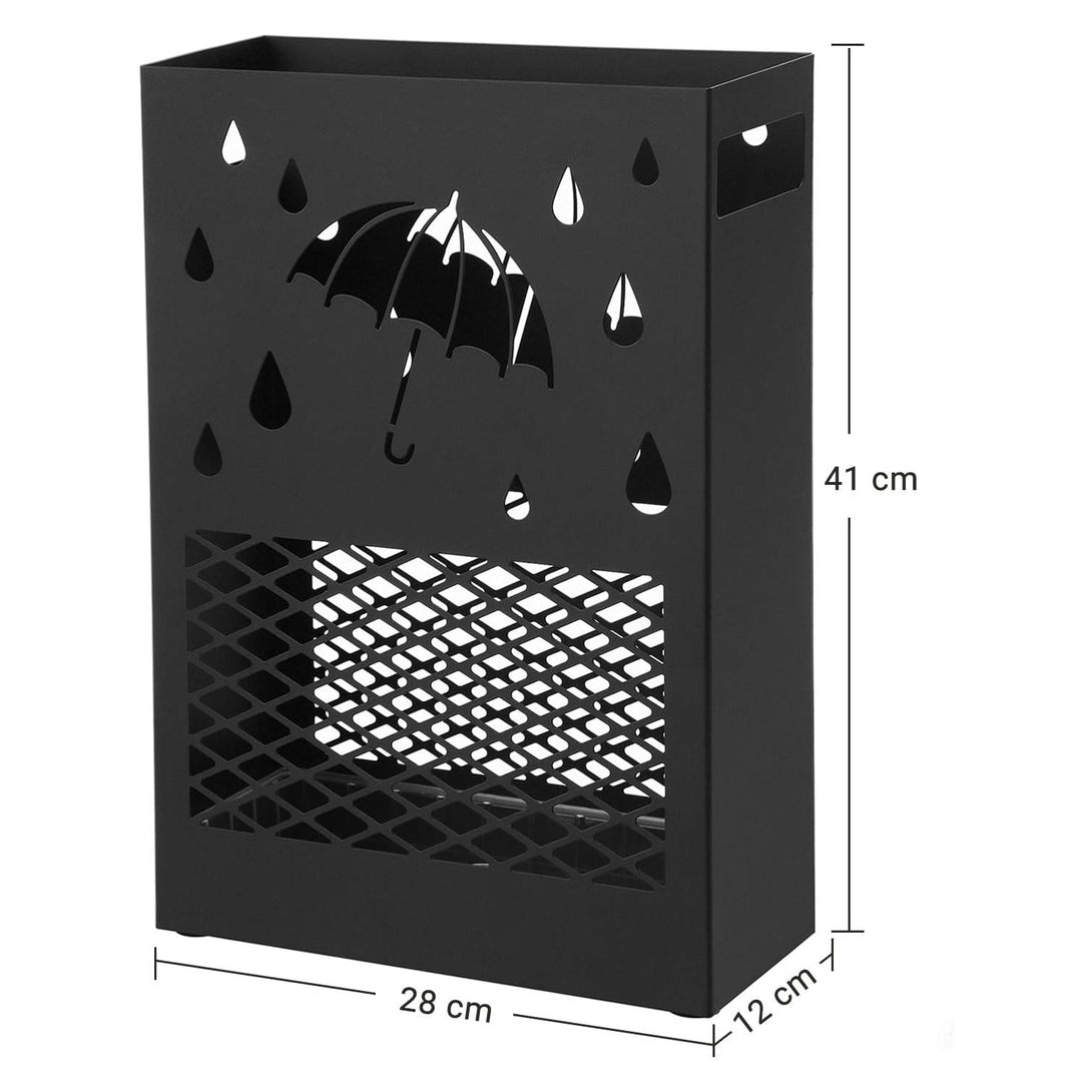 Kovový stojan na dáždniky, so 4 háčikmi, čierny | SONGMICS-Vashome.sk