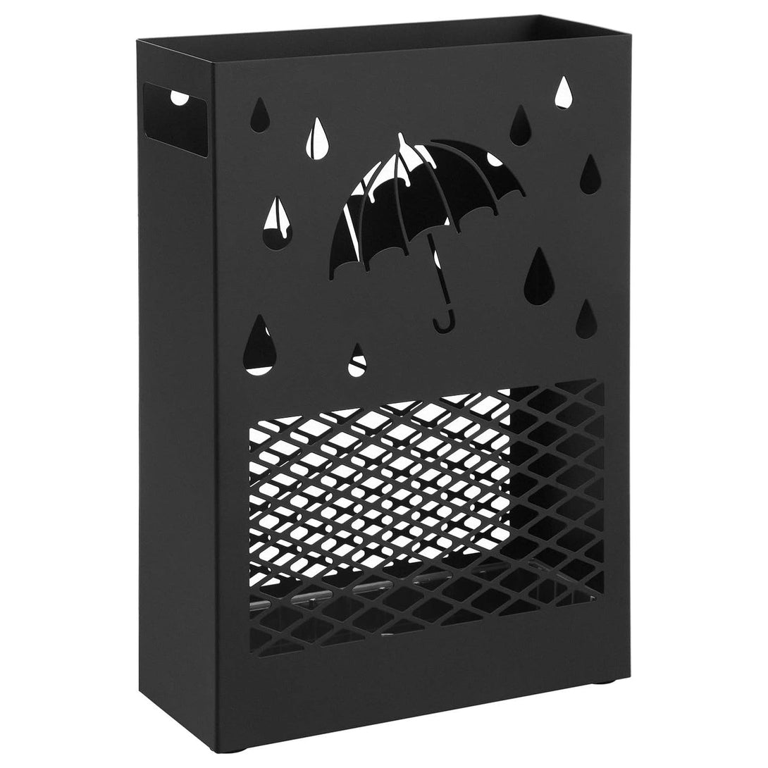 Kovový stojan na dáždniky, so 4 háčikmi, čierny | SONGMICS-Vashome.sk
