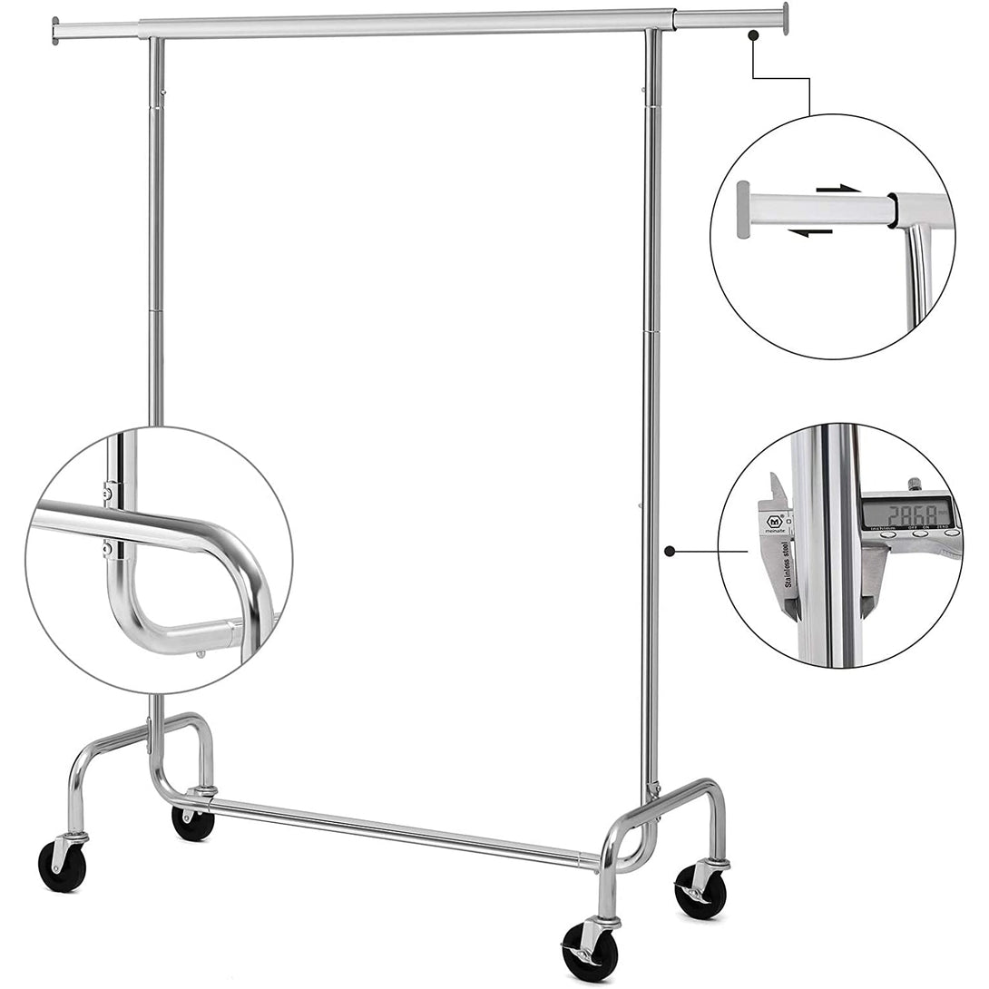 SONGMICS Kovový stojan na šaty, s kolieskami, s vysokou nosnosťou 130 kg, dĺžka: 110-150 cm-Vashome.sk