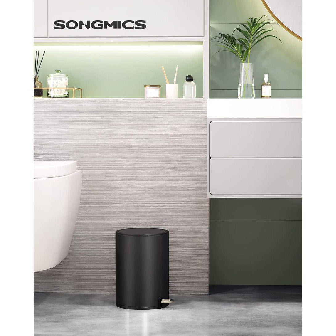 Kozmetický kôš, oceľový odpadkový kôš 3 L, mäkké zatváranie, čierny | SONGMICS-Vashome.sk