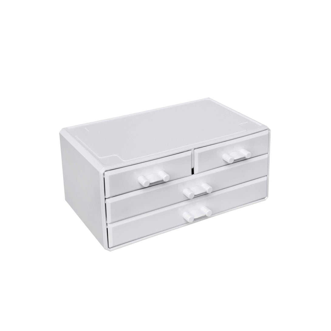 Kozmetický organizér so 4 zásuvkami, 24 x 18,5 x 13,5 cm, biely-Vashome.sk