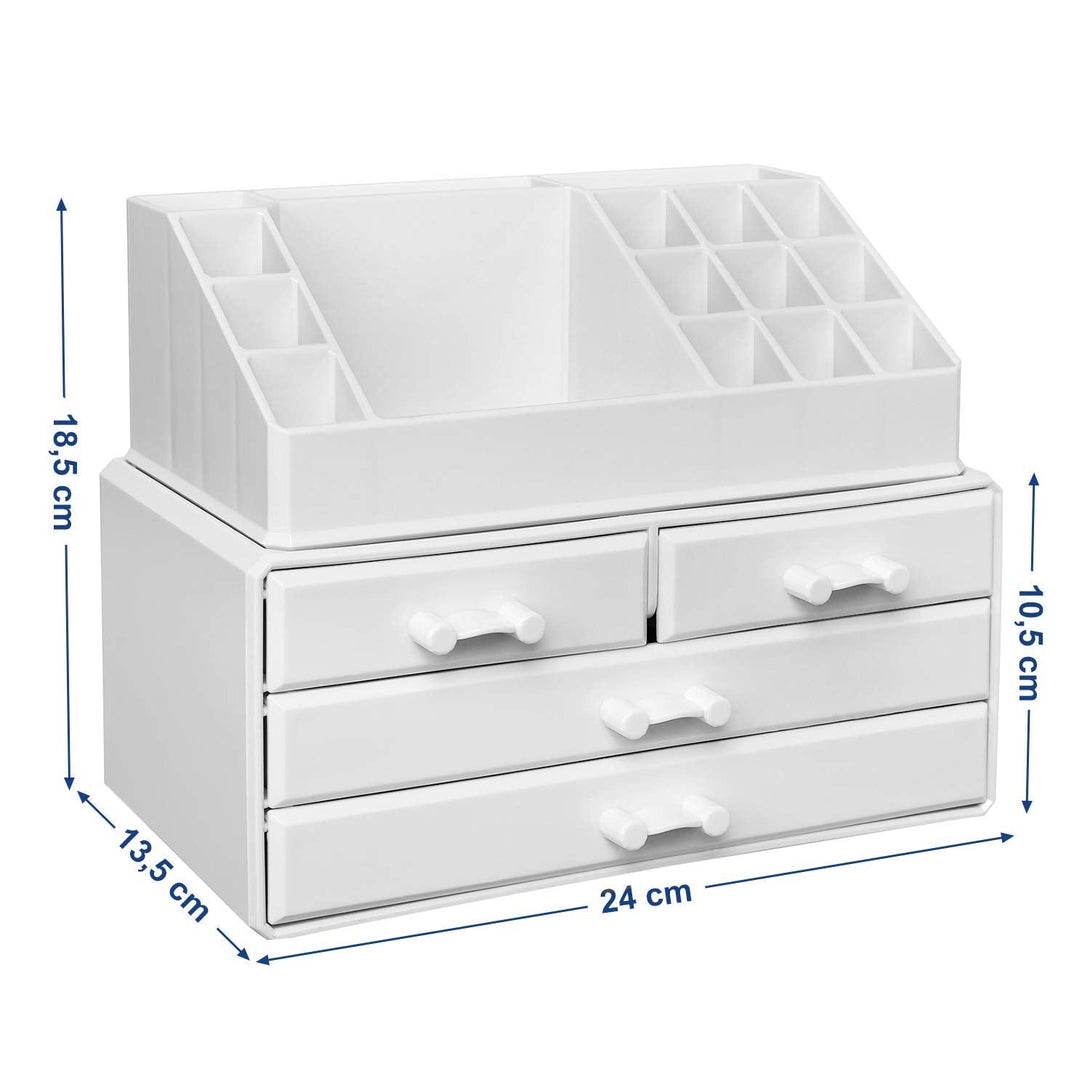 Kozmetický organizér so 4 zásuvkami, 24 x 18,5 x 13,5 cm, biely-Vashome.sk