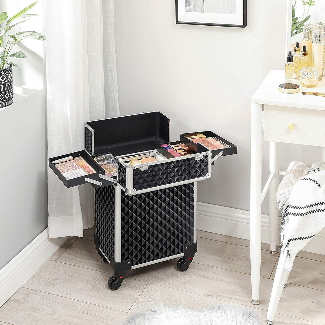 Kozmetický/make-up kufrík, s kozmetickou taškou, čierny-Vashome.sk
