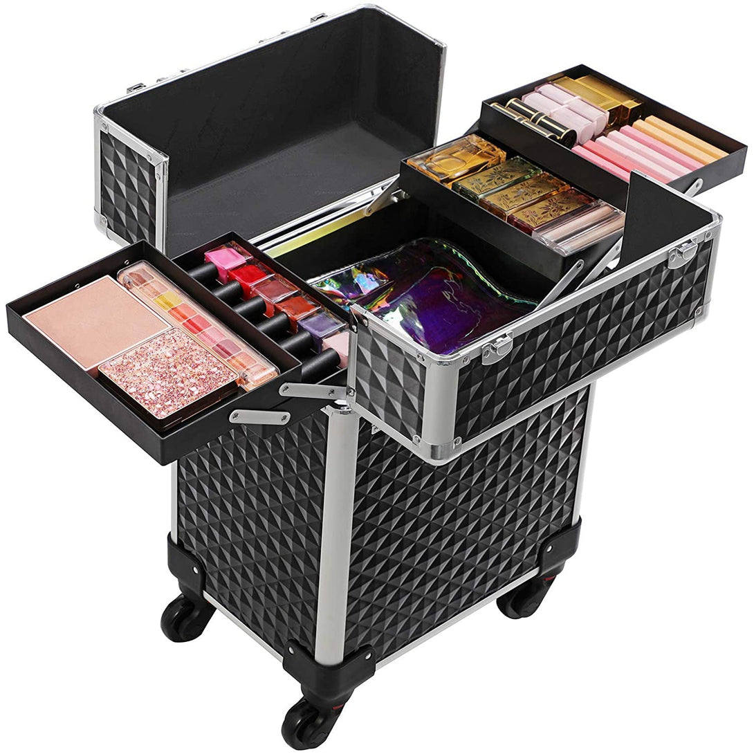 Kozmetický/make-up kufrík, s kozmetickou taškou, čierny-Vashome.sk