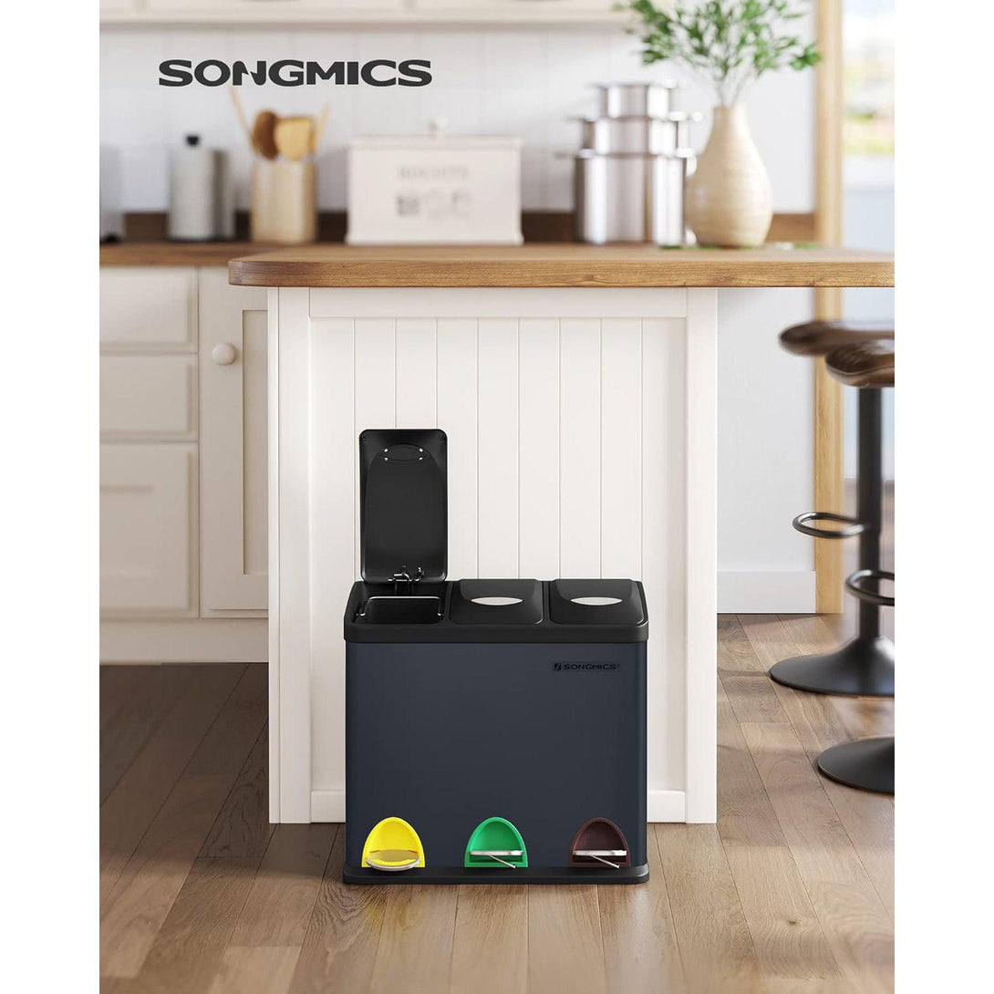 Kuchynský odpadkový kôš 3 v 1, 24 L, triedenie odpadu, tmavosivý | SONGMICS-Vashome.sk