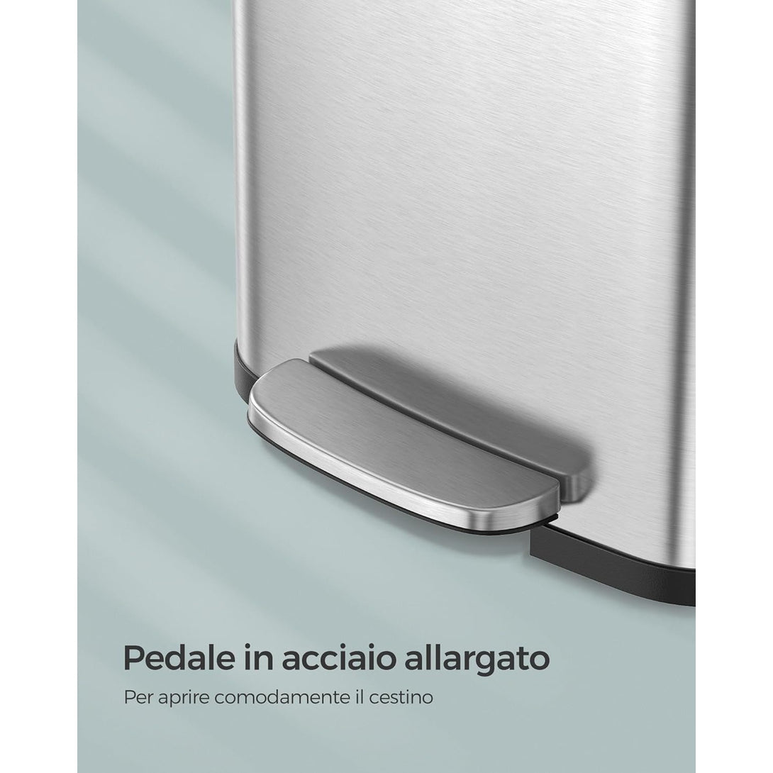 Kitchen Bin, 50L Waste Bin, Metal Pedal Bin with Lid, Tall and Large, Silver and Black LTB530E50-Vashome.sk