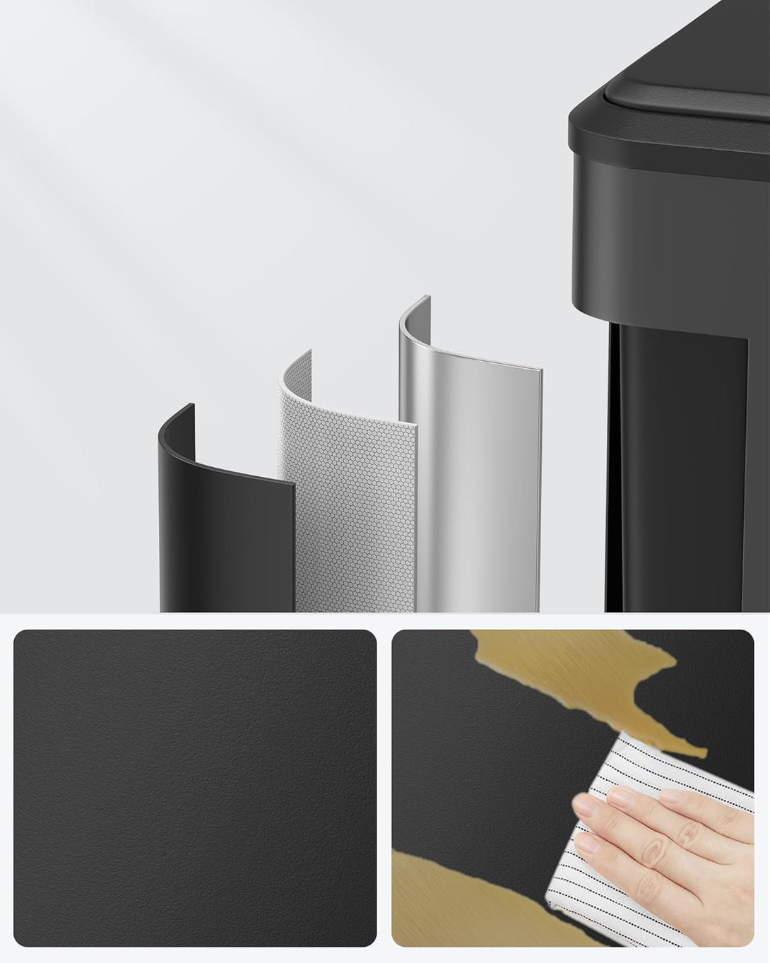 SONGMICS 2 x 15 literes konyhai szemetes fekete színben-Vashome.sk