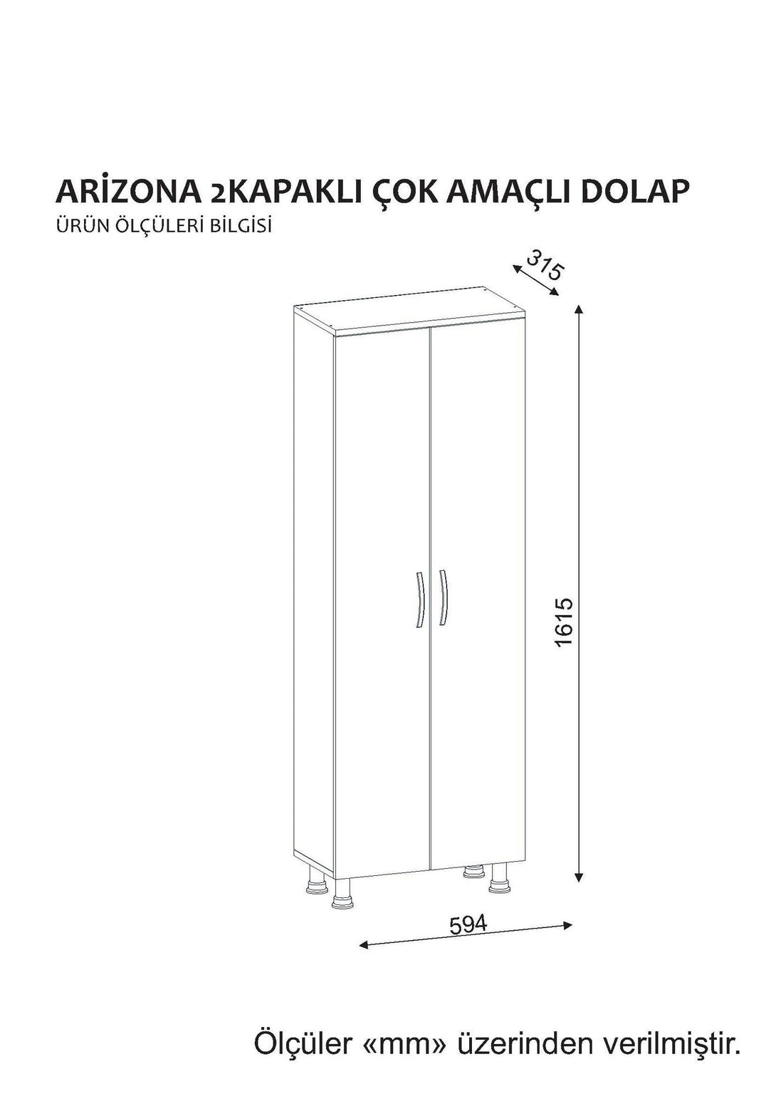 Fürdőszoba szekrény Arizona 2 Kapak - White-Vashome.sk