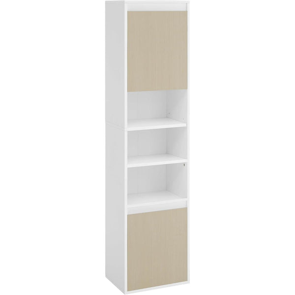Kúpeľňová skrinka nástenná, vysoká kúpeľňová skrinka, výška 160 cm, biela a béžová-Vashome.sk