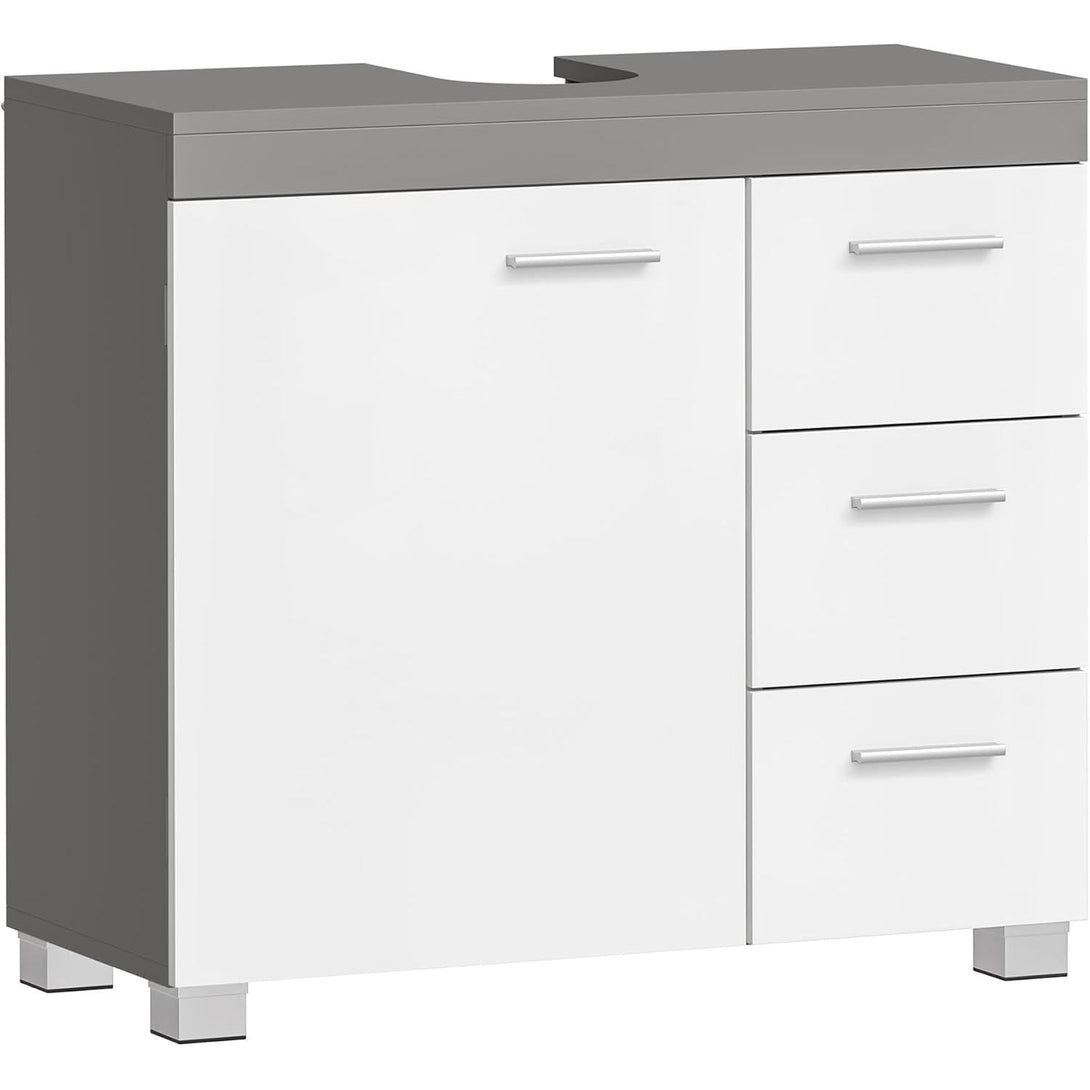 Mosdó alatti szekrény, fürdőszobai szekrény 30 × 70 × 64 cm，fehér–szürke-Vashome.sk