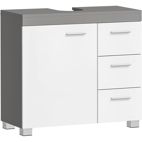 Mosdó alatti szekrény, fürdőszobai szekrény 30 × 70 × 64 cm，fehér–szürke-Vashome.sk