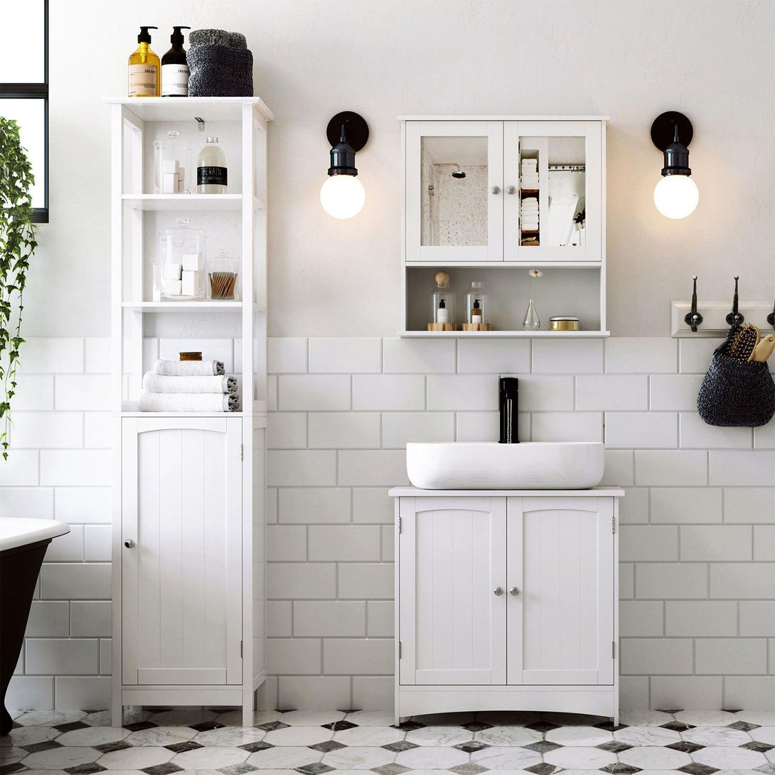 Úložná skrinka pod umývadlo, kúpeľňová podlahová skrinka 60 x 30 x 60 cm, biela-Vashome.sk