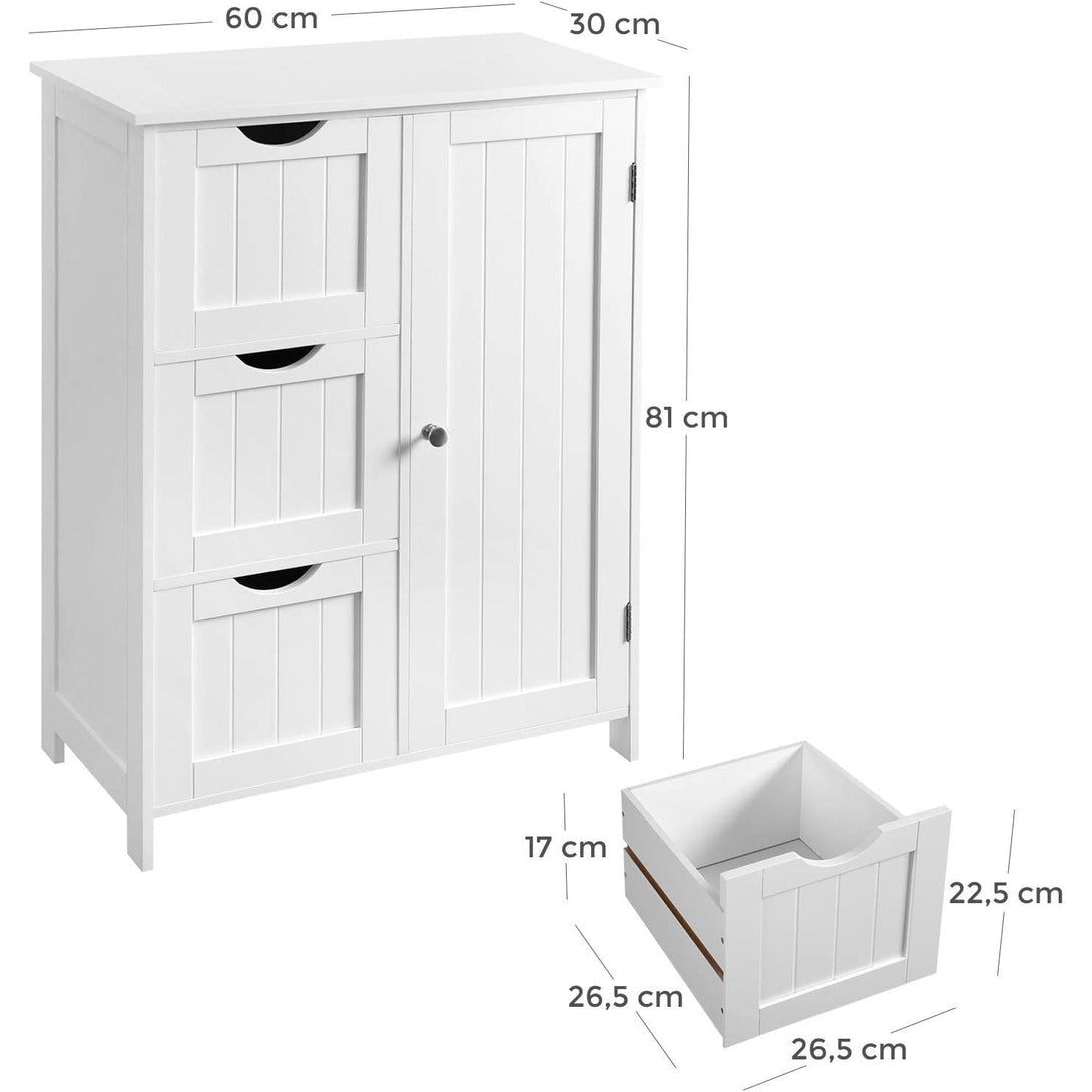 Kúpeľňová skrinka, s 3 veľkými zásuvkami a 1 dvierkami 60 x 30 x 81 cm-Vashome.sk