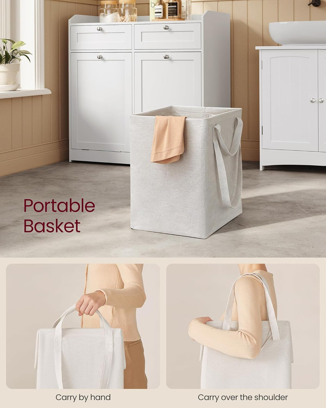 Fürdőszobai szekrény szennyeskosarakkal 40×78,9×80,2 cm, felhőfehér színben-Vashome.sk