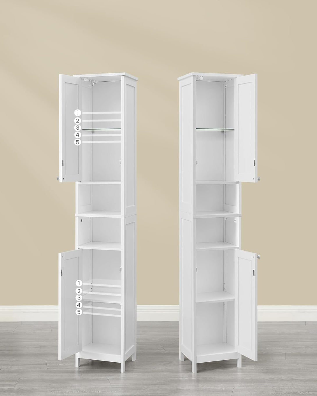 Kúpeľňová skrinka s osvetlením, vysoká, 30 x 30 x 170 cm, biela-Vashome.sk