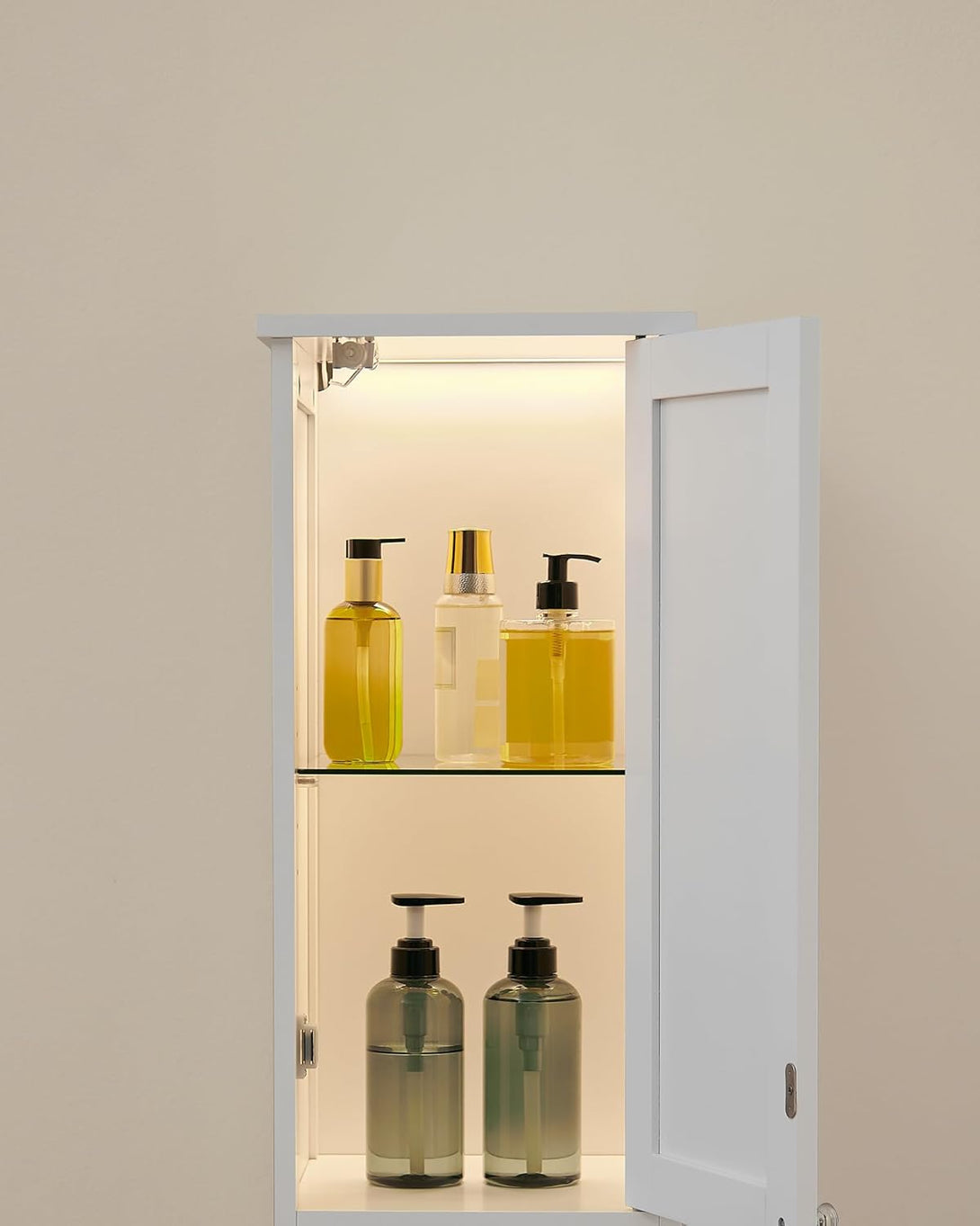 Kúpeľňová skrinka s osvetlením, vysoká, 30 x 30 x 170 cm, biela-Vashome.sk