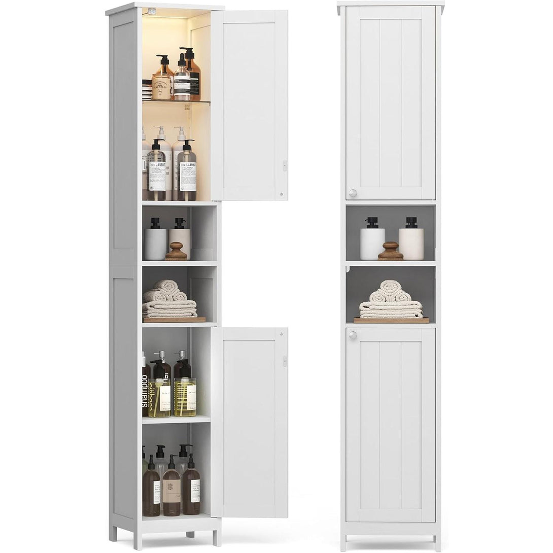 Kúpeľňová skrinka s osvetlením, vysoká, 30 x 30 x 170 cm, biela-Vashome.sk