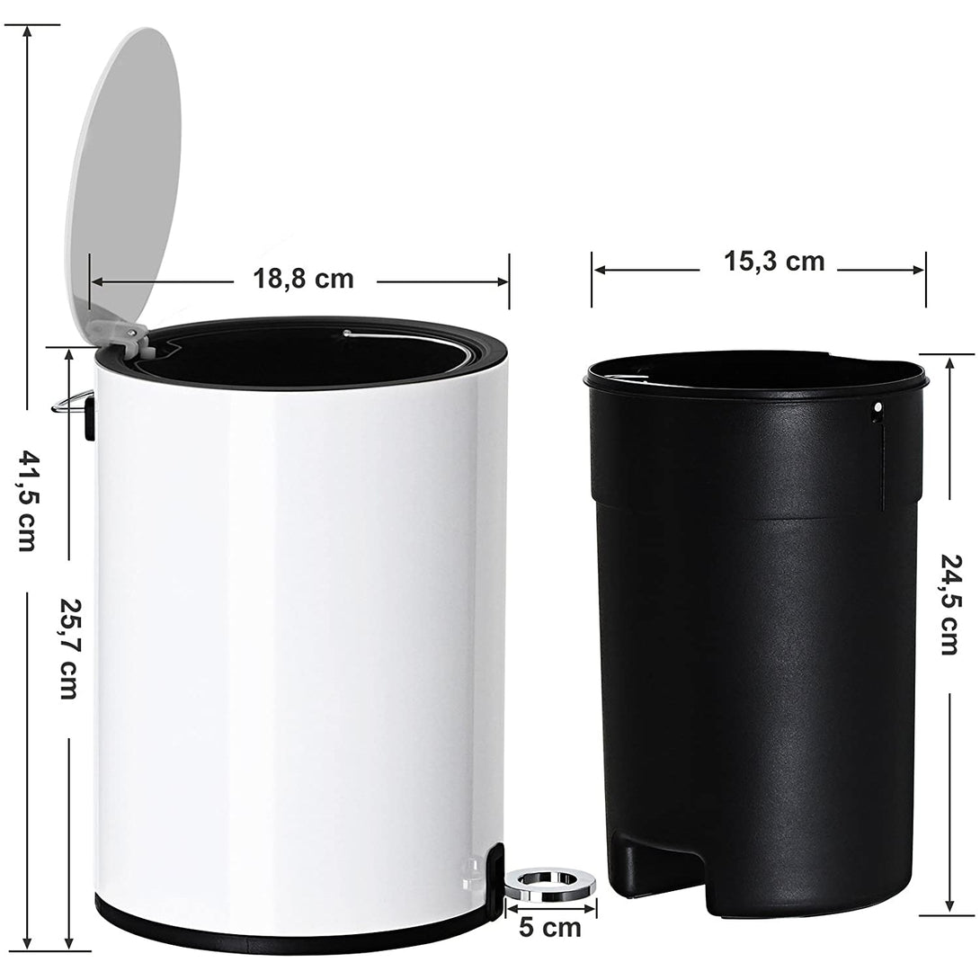 Kúpeľňový odpadkový kôš oceľový s mäkkým uzavieraním, 3L, biely | SONGMICS-Vashome.sk