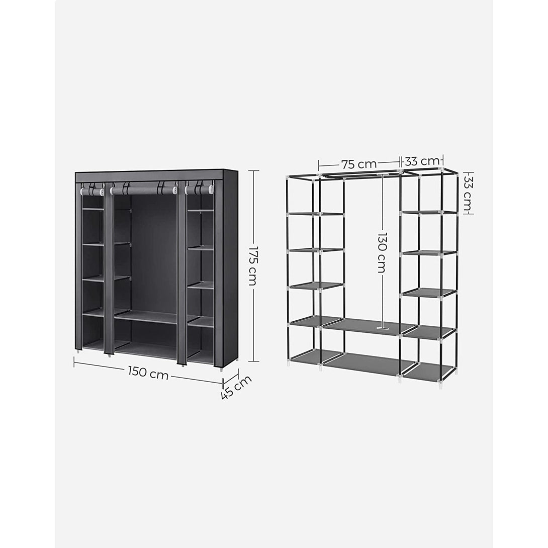 SONGMICS Látková skriňa, mobilná skriňa, 150 x 45 x 175 cm, šedá-Vashome.sk