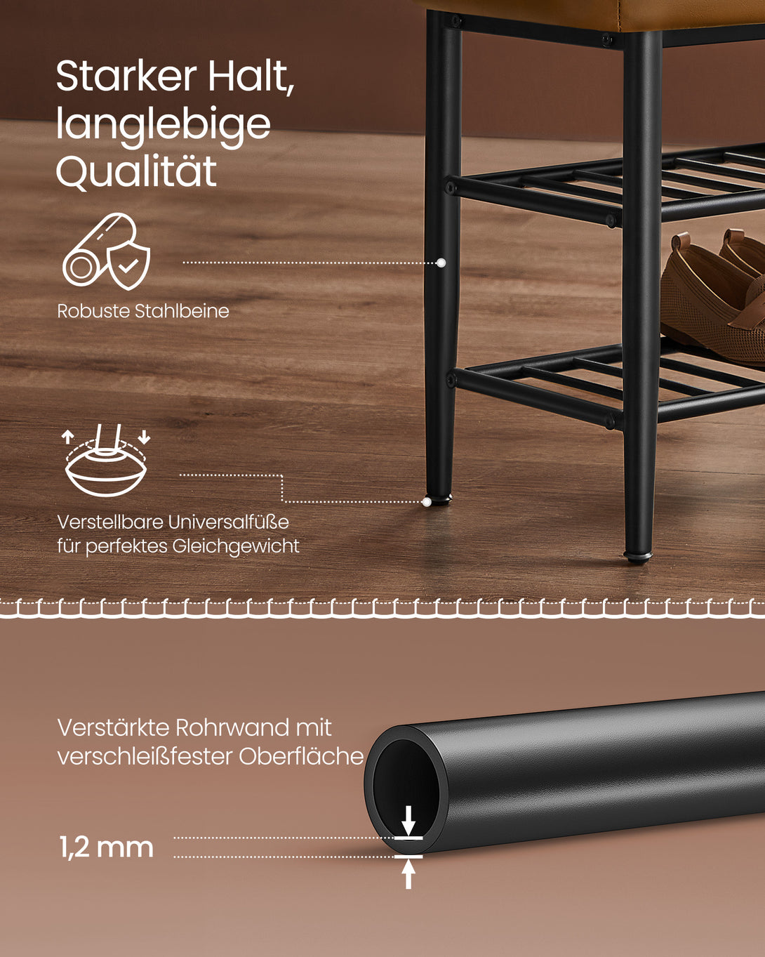 Lavica na topánky s prešívaním, 30 × 80 × 50 cm, karamelová farba-Vashome.sk