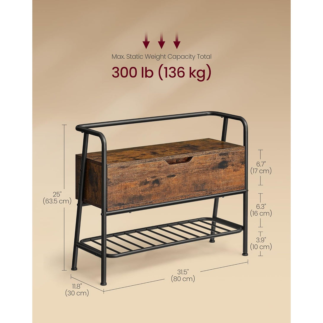 cipőtároló pad, cipőtartó, 30x80x63,5 cm, barna és fekete-Vashome.sk