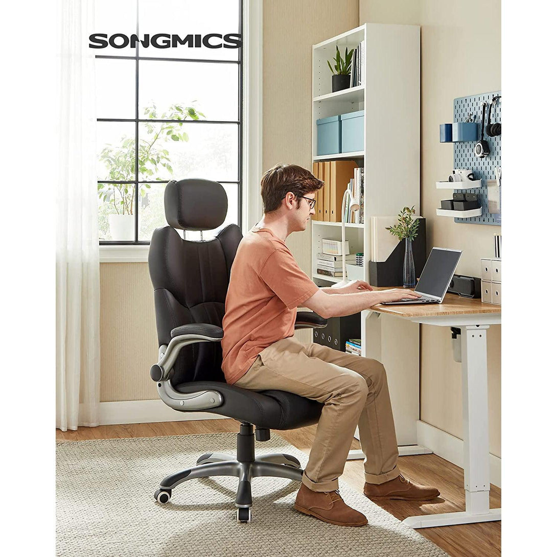 Luxusné kancelárske kreslo, kancelárska ergonomická stolička, čierna | SONGMICS