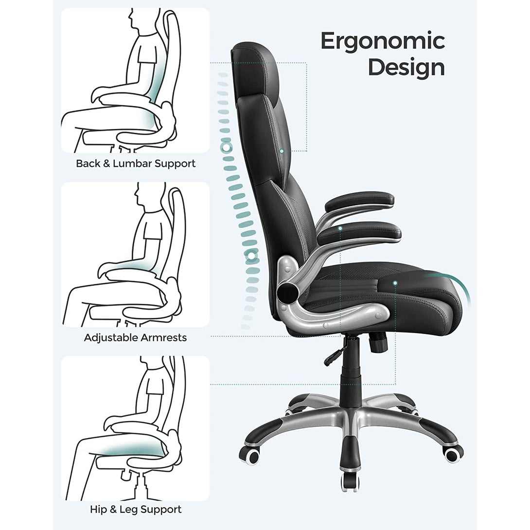 Luxusné kancelárske kreslo, kancelárska ergonomická stolička, čierna | SONGMICS