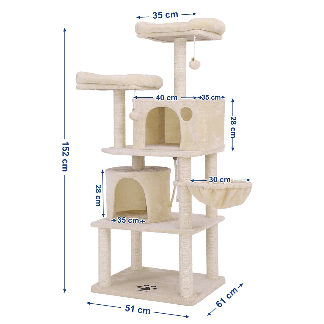 Mačací strom s 2 jaskyňami, 152 cm, béžový-Vashome.sk