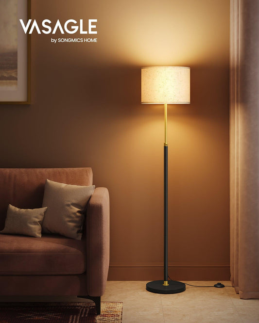Moderná lampa na čítanie VASAGLE s nožným spínačom a LED žiarovkou, zlato-čierna-Vashome.sk