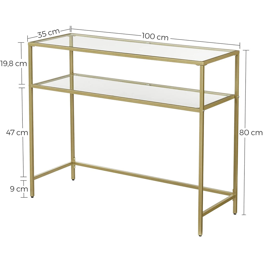 Moderný sklenený stolík, 100 x 80 x 35 cm, zlatý-Vashome.sk