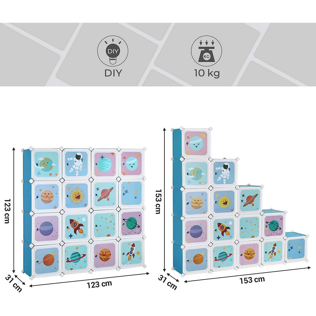 Modulárna detská skrinka s 15 priehradkami, vesmírny motív | SONGMICS-Vashome.sk