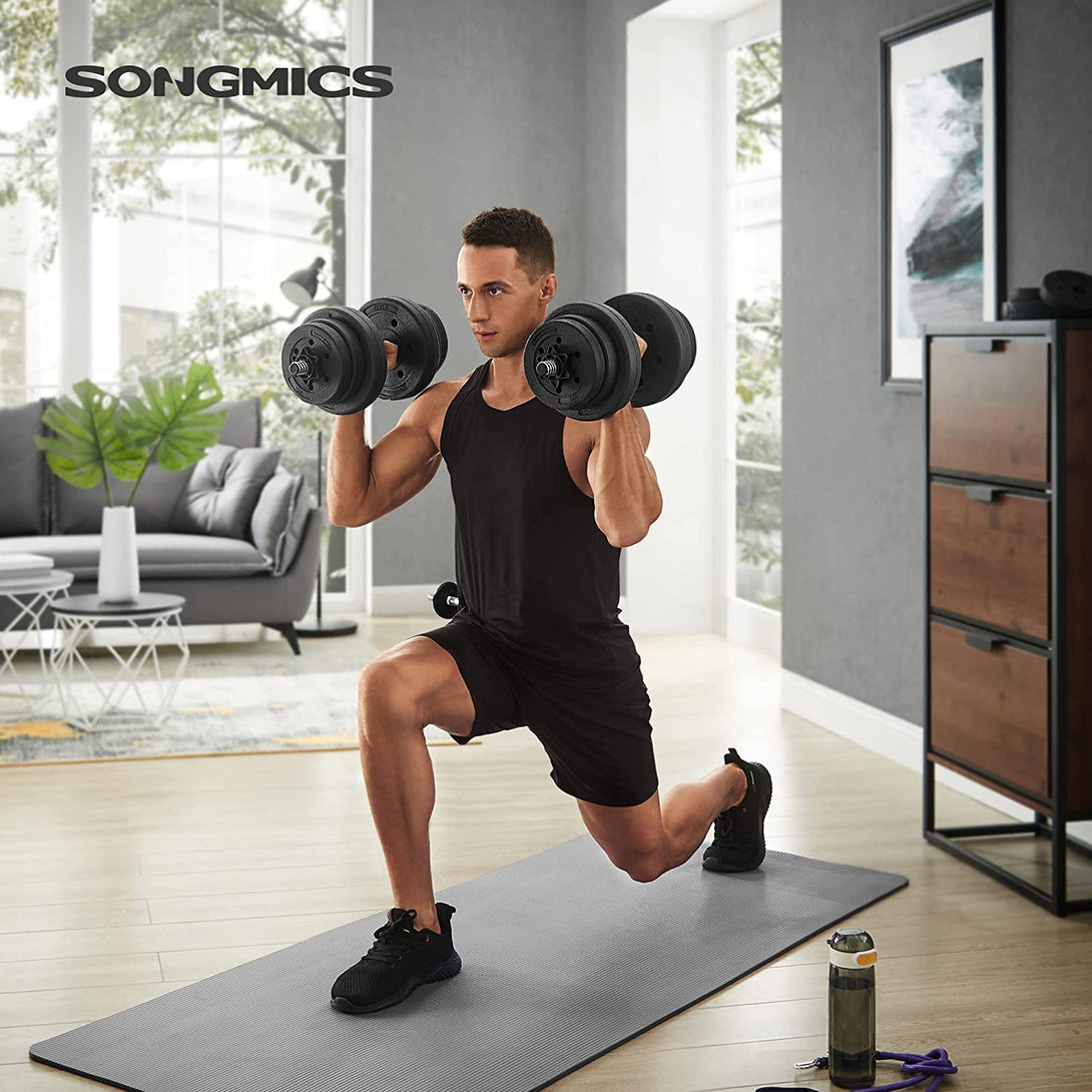 SONGMICS Nastaviteľná sada činiek s extra tyčou, 20 kg-Vashome.sk