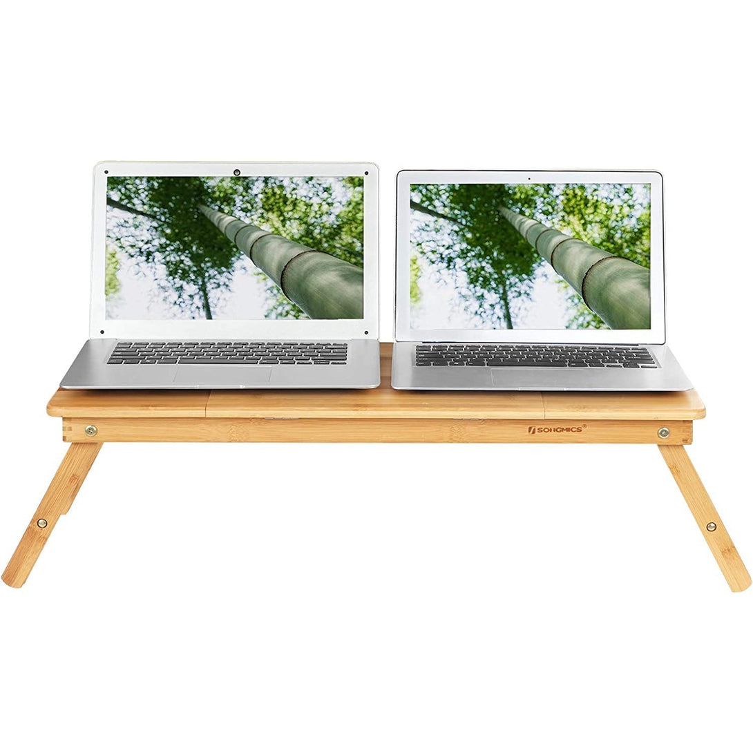 SONGMICS Nastaviteľný malý bambusový stolík 72 x (21-29) x 35 cm-Vashome.sk