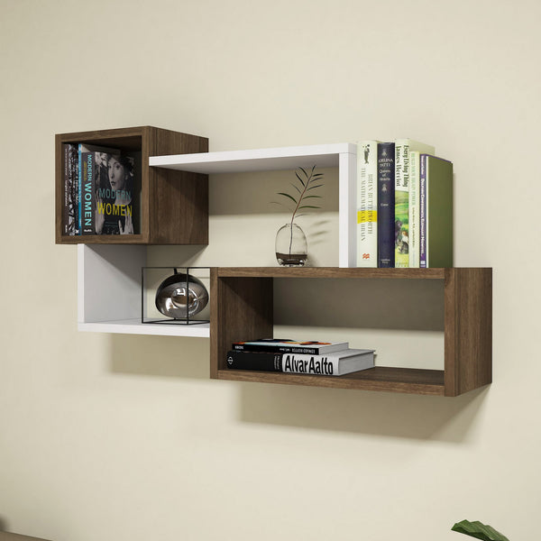 Fali polc Afro - White, Walnut-Vashome.sk