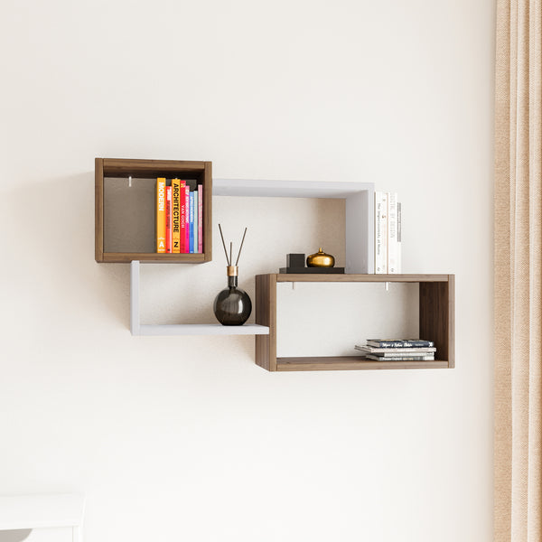 Fali polc Ayder - Walnut, White-Vashome.sk