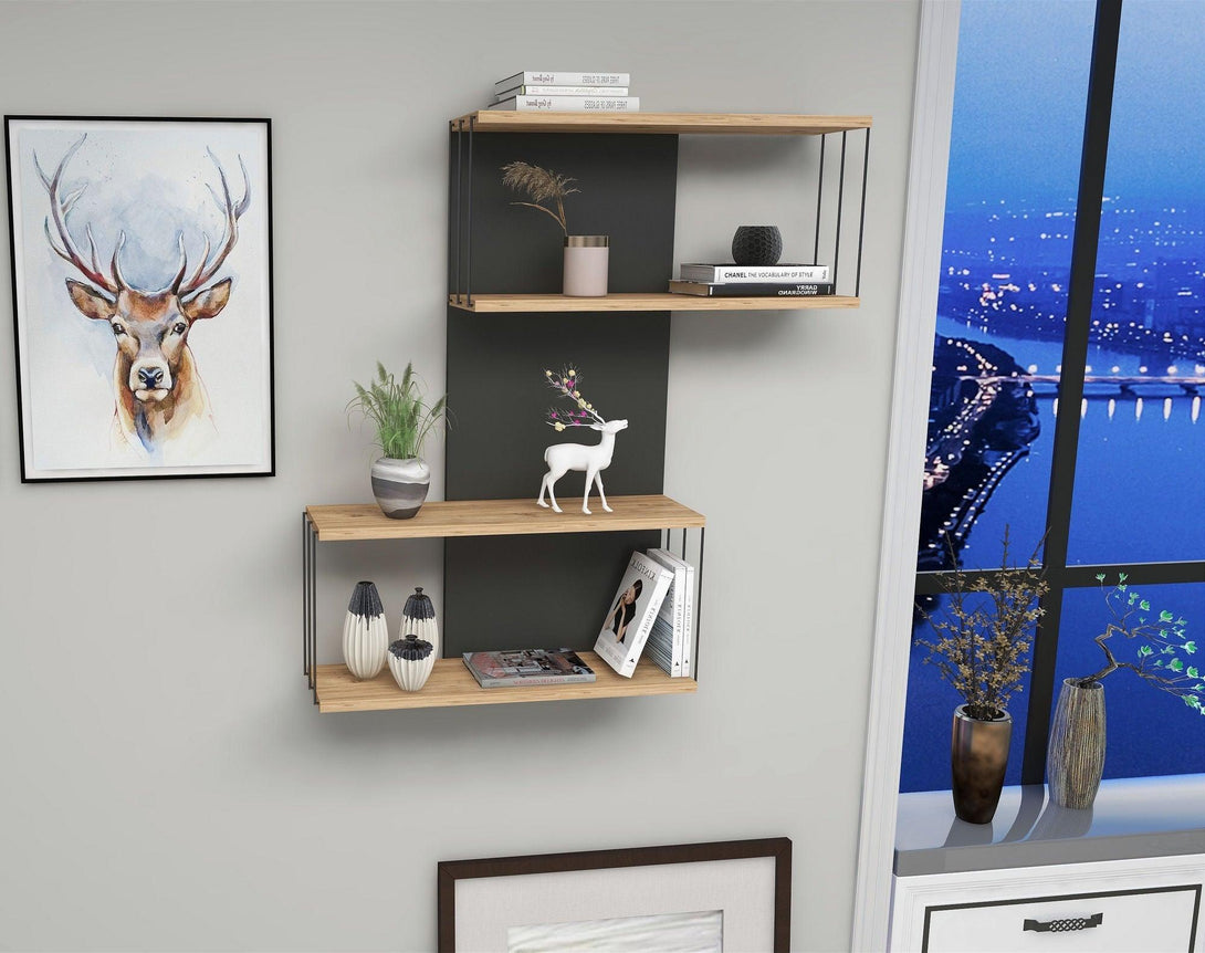 Fali polc Destan - Anthracite, Pine-Vashome.sk