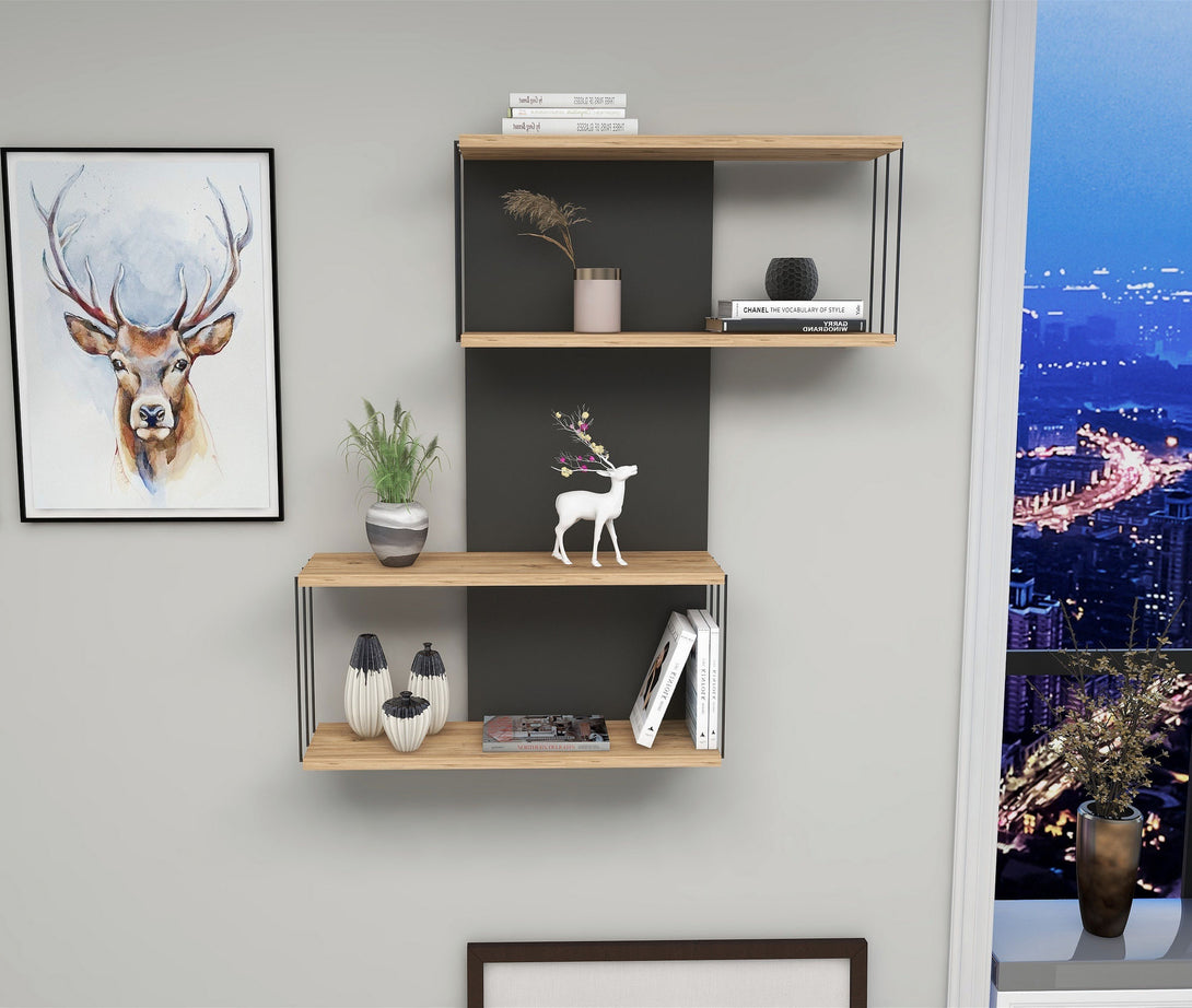 Fali polc Destan - Anthracite, Pine-Vashome.sk