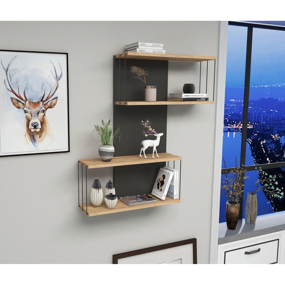 Fali polc Destan - Anthracite, Pine-Vashome.sk