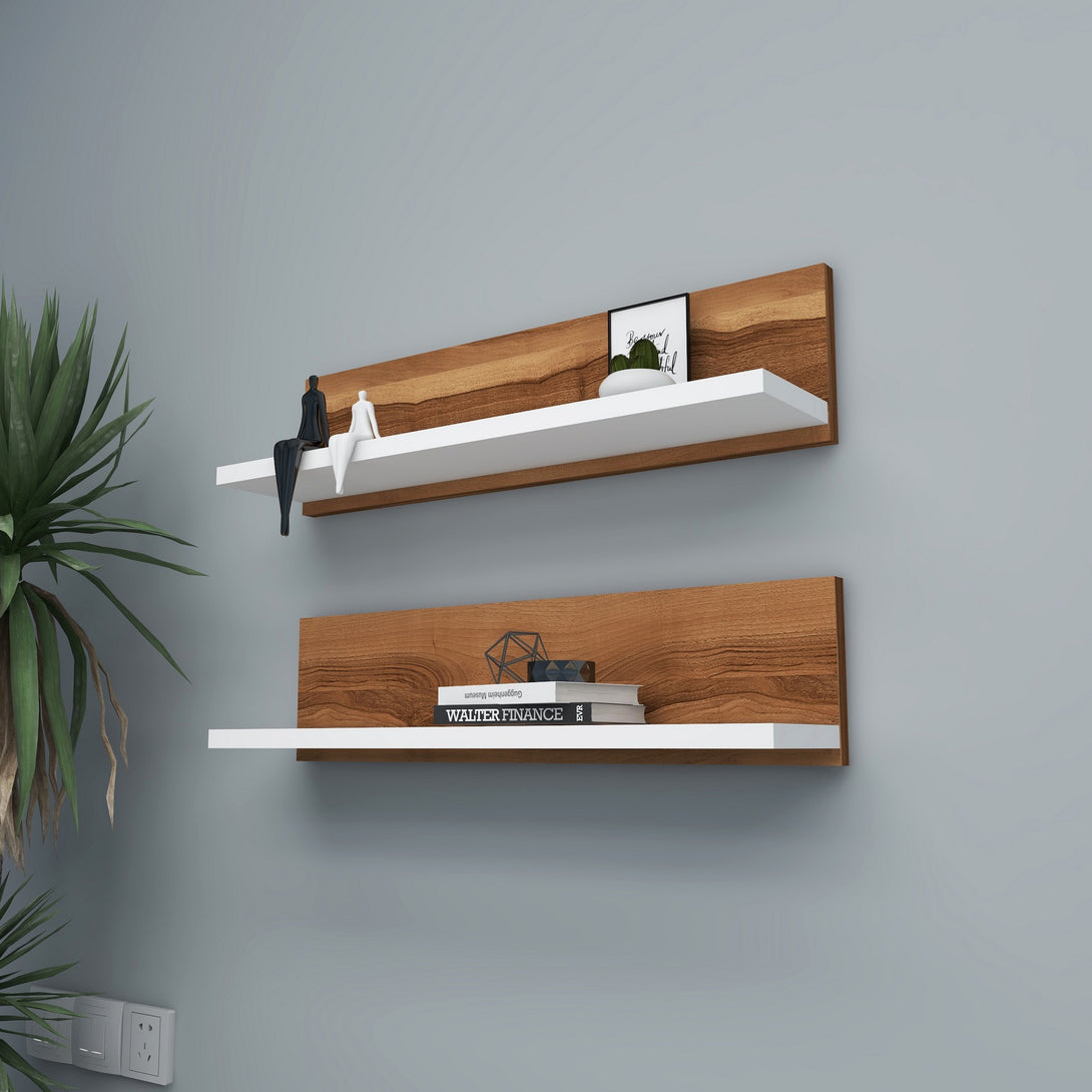 Fali polc Shelf - Walnut, White-Vashome.sk